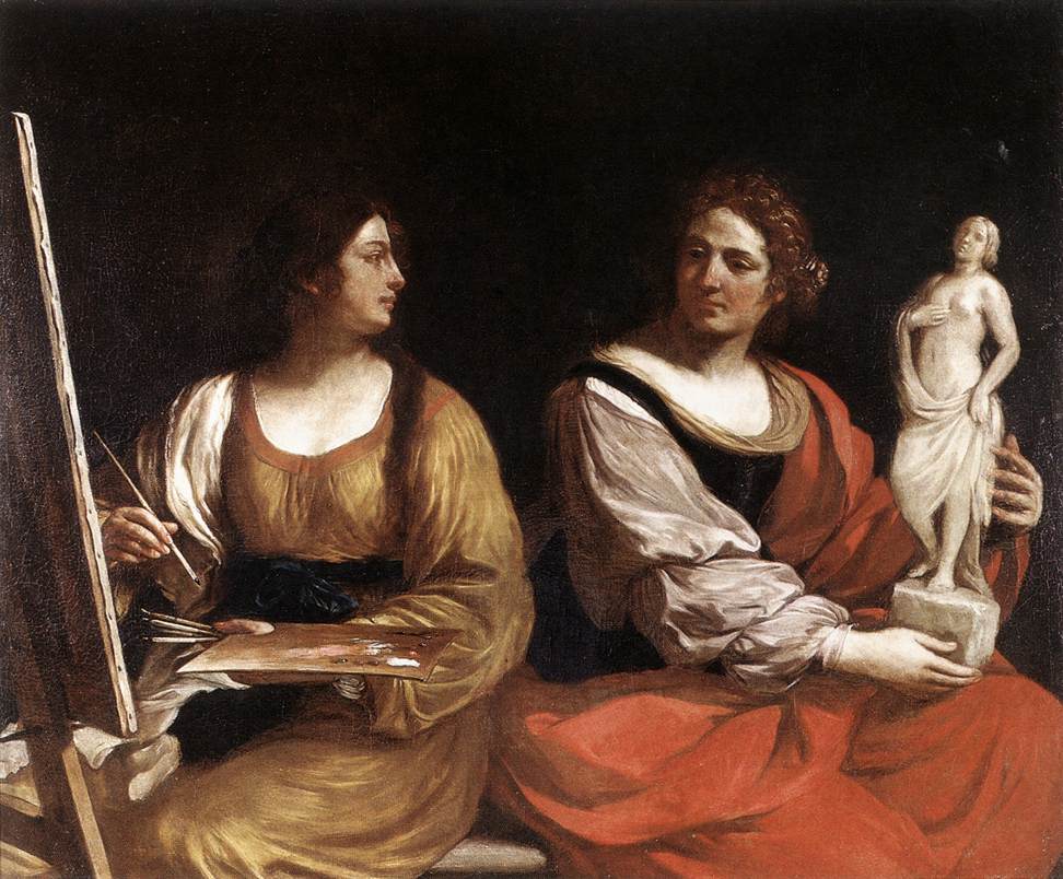 GUERCINO Allegory of Painting and Sculpture sdg