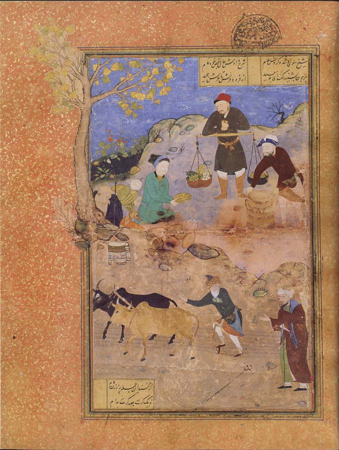 Bihzad A peasant lectures the sage Abu Sa Id ibn Abi l Khayr,the shaykh of Mahneh.on patience