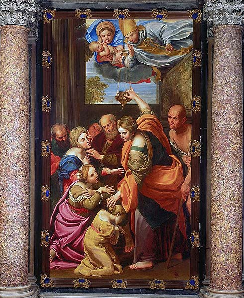 Domenichino Apparition of the Virgin and Child and San Gennaro at the Miraculous Oil Lamp