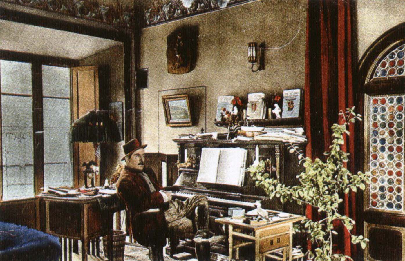 puccini puccini at home in the music room of his villa at torre del lago