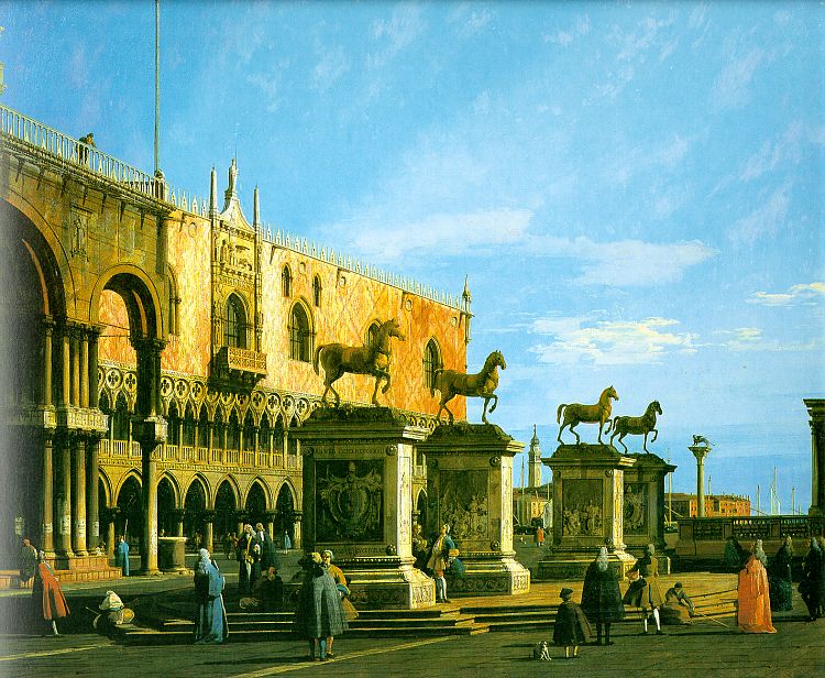 Canaletto Capriccio- The Horses of San Marco in the Piazzetta