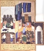 Bihzad Caliph al-Ma-mun in his bath oil painting artist