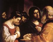 GUERCINO, Jesus and aktenskapsbryterskan