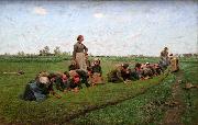 E.Claus Flaxweeding in Flanders oil painting artist