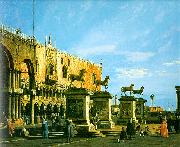 Canaletto, Capriccio- The Horses of San Marco in the Piazzetta