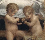 Correggio, Danae,Detail of the two cupids