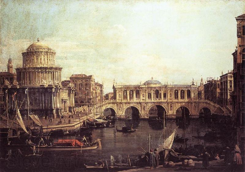 Canaletto Capriccio: The Grand Canal, with an Imaginary Rialto Bridge and Other Buildings fg