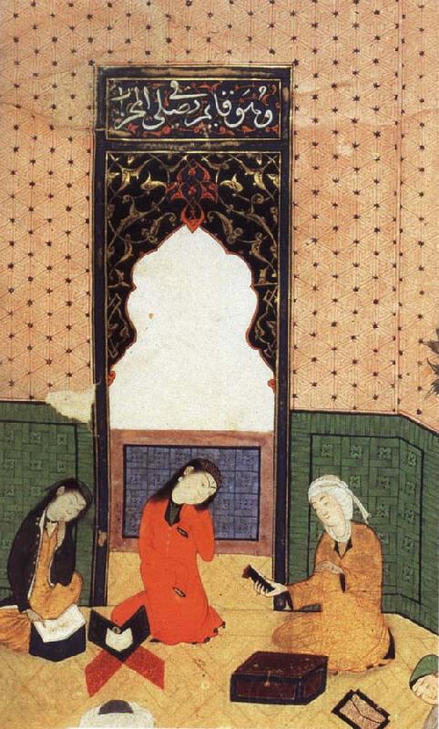 Bihzad the theophany through Layli sitting framed within the prayer niche