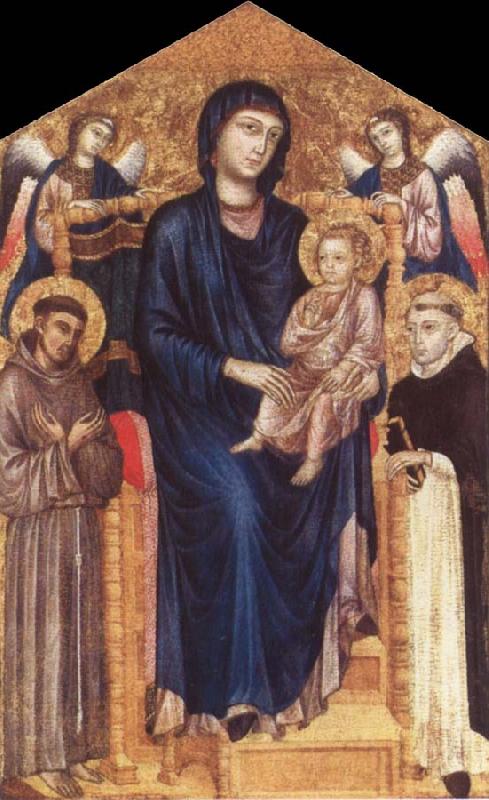 Cimabue Madonna and Child Enthroned with Two Angels and Ss. Francis and Dominic