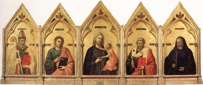 Giotto Madonna and Child with SS.Nicholas.john the Evangelist,Peter and Benedict