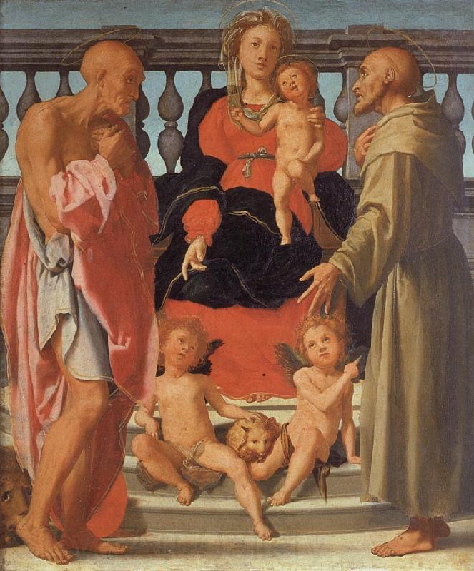 Pontormo Madonna and Child with SS.Jerome and Francis and Two Angels