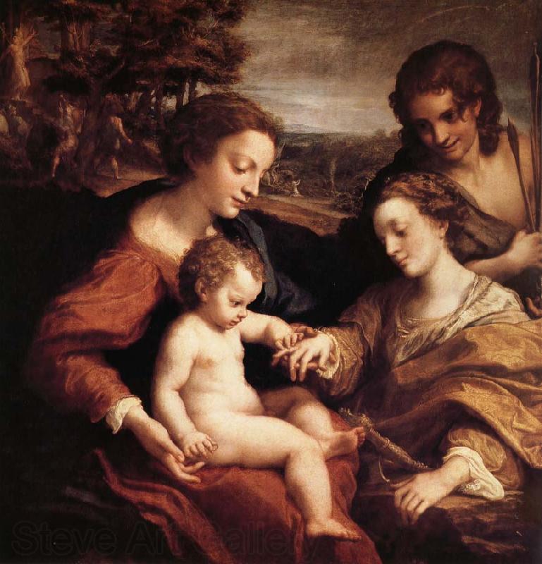 Correggio Le mariage mystique de sainte Catherine d'Alexandrie avec saint Sebastien